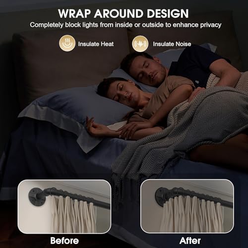240-Inch Extra Long Blackout Curtain Rod - Heavy Duty Industrial Adjustable Drapery Rod for Indoor/Outdoor Use - 1-Inch Diameter Room Darkening Window Treatment, Room Divider