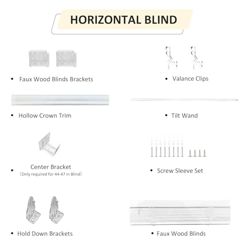 Cordless Faux Wood Blinds 30" W x 36" H, 2 Inch Slat Horizontal Windows Blinds with Crown Valance, Room Darkening Blinds, White Blinds for Home Interiors.