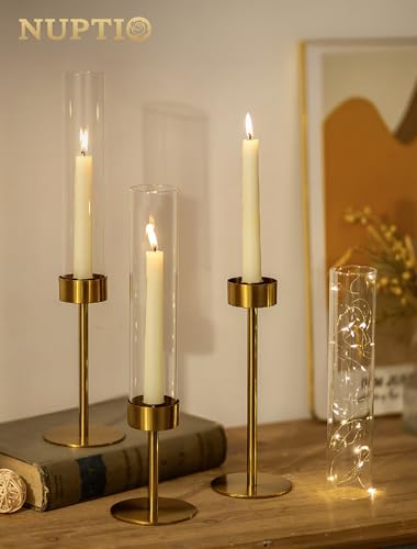 NUPTIO Hurricane Candle Holder for Centerpiece, Set of 6 Candlestick Holder