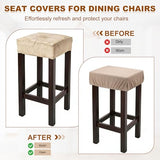 uxcell 2 Pcs Seat Covers for Dining Chairs, Bar Stool Covers Stretch Chair Seat Protector Waterproof Saddle Stools Slipcover with Elastic Band for Kitchen Bar, Diamond Pattern Dark Gray
