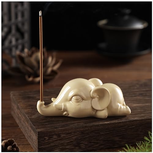 Cacukap Cute Elephant Incense Burner, Incense Holder for Sticks, Elephant Theme Incense Tray, Adorable Home Decoration, Unique Gifts Idea for Elephant Lover