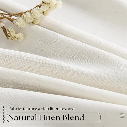 90 Inch Pinch Pleated Linen Blackout Curtains 2 Panels for Living Room Cream Natural 100% Black Out Curtains 90 Inches Long Pinch Pleat Dual Layer Drapes Birch Ivory Drapes for Dining Bedroom Office
