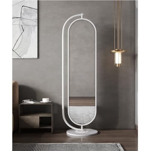 Full-Length Mirror Floor-Standing Full-Length Mirror, Rotatable Fitting Mirror, Home Dressing Mirror with Hanger Hook Storage Tray Full Length Floor Mirror (C)
