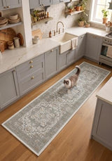 2x8 Non-Slip Runner Rug, Gray Vintage Distressed