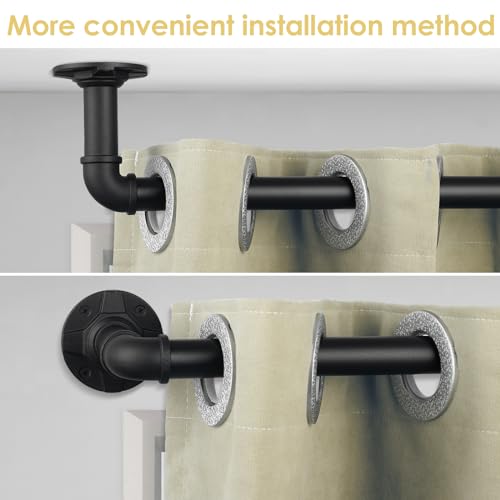 Industrial Adjustable Blackout Curtain Rod 72-144 Inch - Heavy Duty Wrap Around Rod for Windows, Indoor/Outdoor Room Divider Drapery
