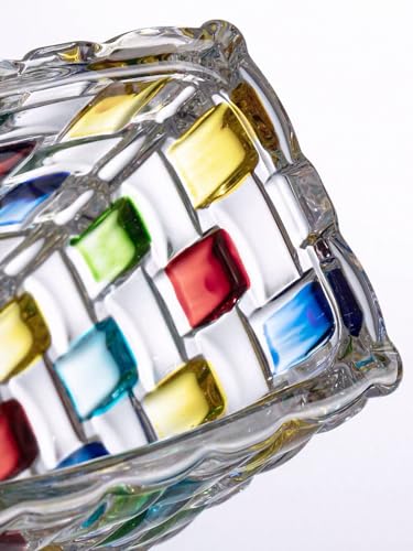 Magcolor Hand Painted Colorful Woven Glass Vase -Crystal Flower Vase- 7.7 inch, Glass Plant Vase for Floral Arrangements, Centerpieces, Weddings, Housewarming, Centerpiece Home Deco