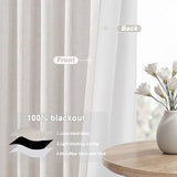 UHITECH Black Out Curtains 54 Inch Long Linen Blackout Curtains for Bedroom Short Cream Drapes for Living Room Thermal Insulated 2 Panels Set (52W x 54L)