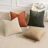 MIULEE Fall Corduroy Decorative Throw Pillow Covers Rust-Olive Green 24x24