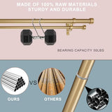 Double Blackout Curtain Rods 36 to 72 Inches (3-6 Feet),1-Inches Front and 5/8 Inches Back Adjustable End Cap Double Window Drapery Rod for Drapes and Curtains,Warm Gold