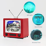 MOMENTS IN TIME 6" H Red Retro TV with Mountain Scene (Animated Train) - LED Lights - 8 Classic Carols Christmas Music - Battery Operated - Hand-Painted Resin Polyresin Injection Plastic