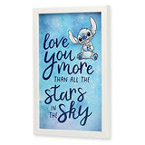Disney Lilo and Stitch Love You More Framed Wood Wall Decor - Adorable Stitch Wall Art for Kids' Bedroom or Movie Room