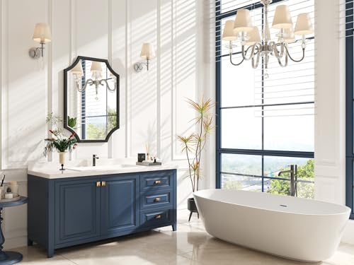 Kelly Miller 20"x28" Scalloped Black Bathroom Mirror for Wall Mount, Home Mirror | Elegant beveled vanity mirror with wavy edges. Perfect metal frame wall mirror for living room, bathroom & entryway.