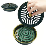 Mosquito Coil Holder, 2 Pack Metal Mosquito Repellent Coil Holder with Lid Emerald Portable Incense Coil Burner for Outdoor Camping Patio Party (Emerald)