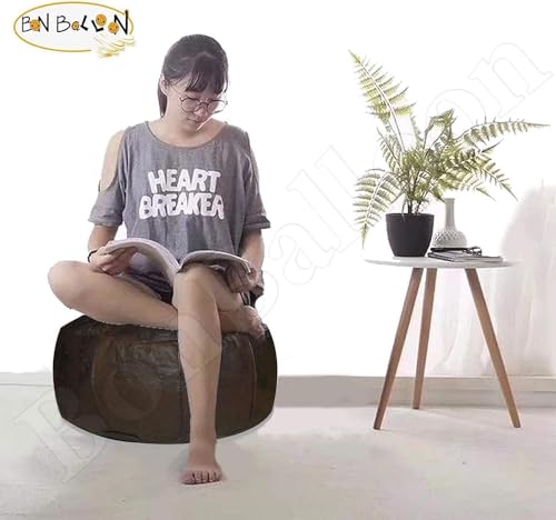 bonballoon Egyptian Ottoman Pouf Brown Pouffe Poufs Footstool Moroccan Morocan Handmade Genuine Leather Unstuffed Living Room Otoman Turkish Ottomans Poof Decor Floor Cushion Foot Stool Arabic Style