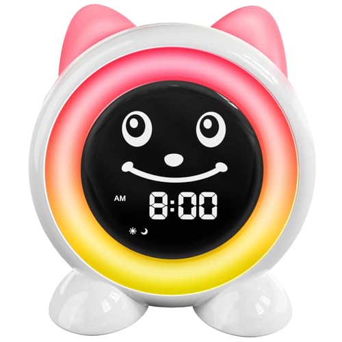 Toddlers Sleep Training Clock, Ok to Wake Clock with Red Green Light,Emoji,Nap Timer, Gift Idea for Toddler Girls Boys