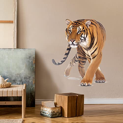 wondever Walking Tiger Wall Stickers Jungle Animals Tiger Peel and Stick Wall Art Decals for Living Room Bedroom Kids Room Playroom