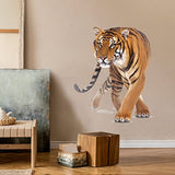 wondever Walking Tiger Wall Stickers Jungle Animals Tiger Peel and Stick Wall Art Decals for Living Room Bedroom Kids Room Playroom