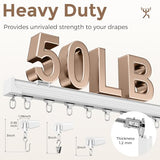 Ceiling Curtain Track 6–9 ft White - Heavy Duty Ceiling/Wall Mount Curtain Rail/Rod System, 30 Quiet-Glide Rollers, 30 Hooks, 30 Clips, Room Divider for Living Room, Bathroom or Hospital
