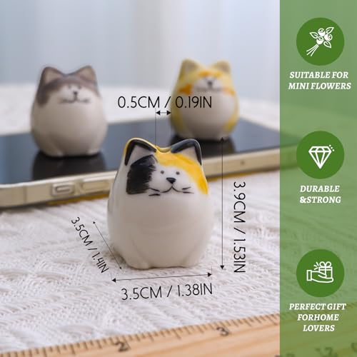 MOUGIGI 3PCS Mini Flower Vases–Unique Small cat vase-Cute Ceramic Bud Vases for Single Stem Flowers & Cat Whisker-Home Decor for Desks & Bookshelves-Ideal Gift for Cats Lovers & Flower Enthusiasts