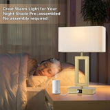 Gold Table Lamps Set of 2 with Dual USB Ports,3-Way Dimmable Touch Control Bedside Lamps,Modern Bedroom Table Lamp for Living Room,Nightstand LED Bulbs Included