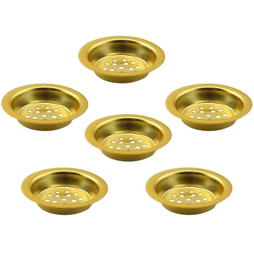 XGNG 6PCS Gold Perforated Incense Tray with Metal Charcoal Guard and Cone Incense Burner Holder for Home Fragrances and Ritual Use