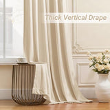 Triple Pinch Pleated Cream Velvet Curtains 84 inches Long Living Room Darkening Curtain Neutral Modern Farmhouse French Pinch Pleat Drapery Panel Heavy Thick Light Filtering Velvet Curtain for Bedroom