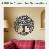 Tree of Life Metal Wall Art, Contemporary Iron Artwork Decor, Celtic Family Trees, 23 In. x 23 In. Round Modern Plaque, Handmade in Haiti,Fair Trade Certified, Signed By Wilson Etienne