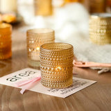 WDHODEC Gold Candle Holders 12 PCS, Glass Votive Tealight Candle Holders for Fall Thanksgiving Christmas Table Centerpiece Wedding Decorations