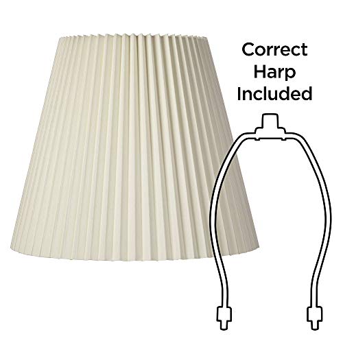 10" Top x 17" Bottom x 14 1/2" High x 14 3/4" Slant Lamp Shade (Pre-Assembled) Replacement Large Ivory White Bell Round Traditional Pleated Spider Harp Finial - Springcrest