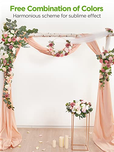 InnoGear Artificial Flowers, 50 Pcs Ivory White Foam Fake Roses Bulk with Stems for Mother's Gift Decoration DIY Wedding Bouquets Centerpieces Bridal Shower Party Christmas Tree