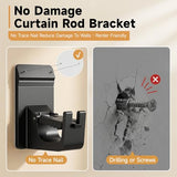 Universal Heavy Duty Curtain Rod Brackets, No Drill Curtain Rod Brackets with Adhesive & Invisible Nail, 30+LB Load Curtain Rod Holders, Damage Free Curtain Rod Hooks for Wall, Bathroom, Kitchen 8PC