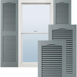 14 1/2"W x 27"H Lifetime Vinyl, TailorMade Cathedral Top Center Mullion, Open Louver Shutters, w/Shutter-Loks (Per Pair), 419 - Storm Cloud