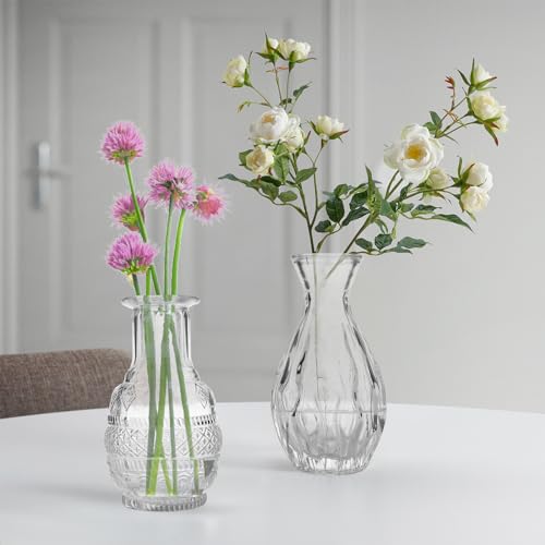 Mini Glass Bud Vases - Set of 6 Small Vases for Flowers, Perfect for Centerpieces,Flower Vases for Centerpieces., Clear