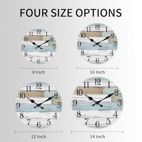 KECYET Wall Clock Battery Operated 8 Inch Silent Non Ticking Coastal Design Country Rustic Retro Decorative for Bathroom Kitchen Living Room Bedroom