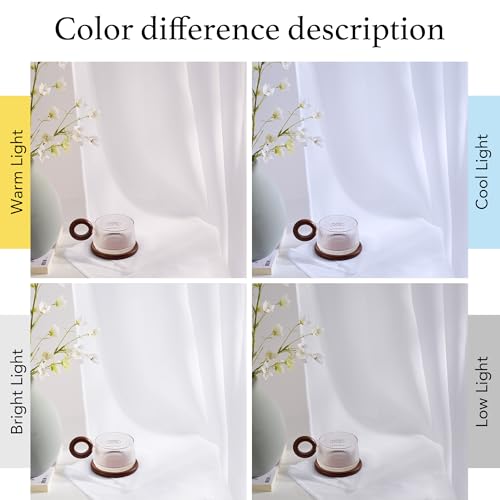 NICETOWN White Sheer Curtains 84 inches Long 4 Panels, 42 inch Wide Rod Pocket Light Filtering Drapes Translucent Modern Voile Airy & Breathable Window Treatment for Bedroom Living Room