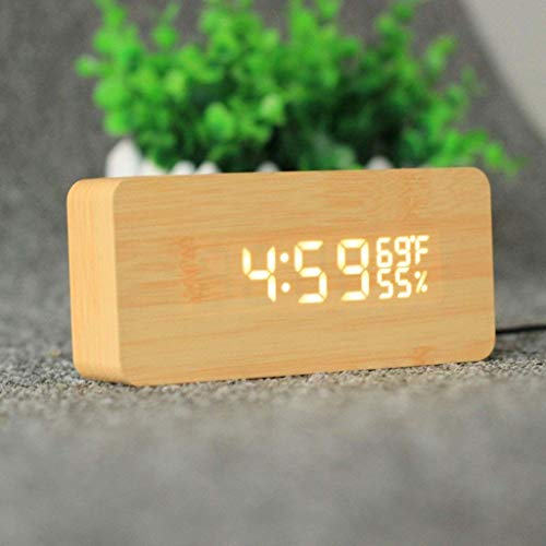 Luminous Alarm Clock Student Children's Bedroom Wooden Bedside Silent Simple Fashion Lazy(E)