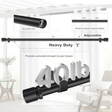 Ottsuls Curtain Rods for Windows, 32 to 60 or 71 Inches Max Adjustable Length, 1 Inch Diameter, Black Decorative Curtain Rod Set, Rustproof Heavy Duty Metal Pole with Brackets