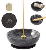 Incense Holder, Beautiful Natural Marble Incense Burner for Meditation, 9 Incense Holes Suitable for Most Types (Black)