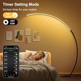 RGB Floor Lamp with 3 Color Temperatures, Ultra Bright 1800LM Smart Arc LED Floor Lamp with Remote Control, Music Sync, Scene Modes, Modern Standing Tall Lamp for Bedroom Living Room Gaming Rooms