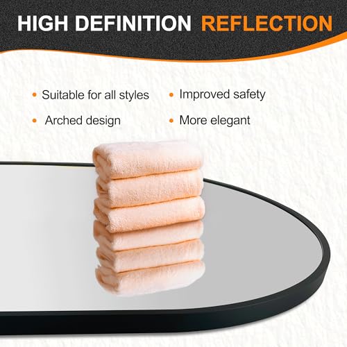Bathroom Vanity Mirror for Wall, 36''x24'' Black Oval Bathroom Mirror for Over Sink, Bedroom, Living Room, Entryway, HD Tempered Glass, Wall Mounted Horizontally or Vertically