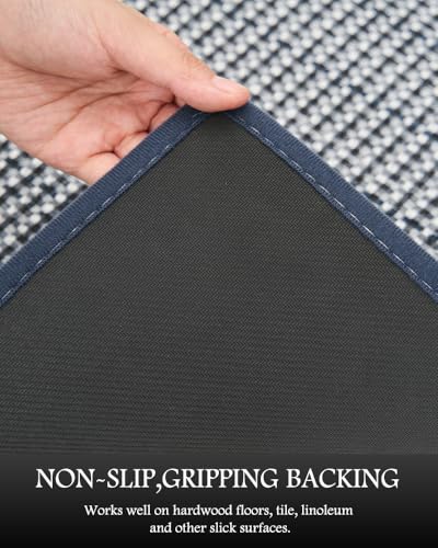 PADOOR Extra Large Kitchen Runner Rugs and Mats 2PCS, 2.5'x6'+20"x32",Blue