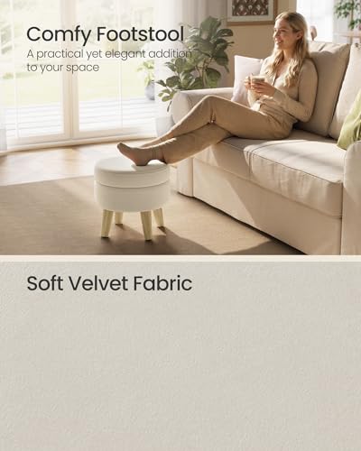 SONGMICS Foot Stool Ottoman, Small Storage Ottoman with Legs, 12.2 Inches