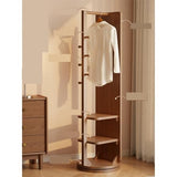 Floor Home Bedroom Rotating Dressing Mirror and Hat Rack Integrated Wooden Full-Length Mirror