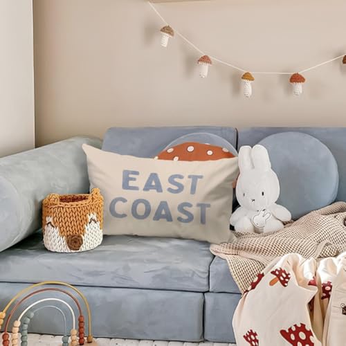Coastal Decor, Blue Coastal Throw Pillow Cover 12x20, Coastal Room Decor, Blue Dorm Decor, Coastal Preppy Trendy Retro East Coast Coquette Decor for Girls Room College Sofa Couch