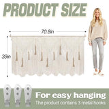 Extra Large Macrame Wall Hanging 70.8" × 39" Boho Tapestry Woven Decor- Cotton Tassel Curtain Beige Chic Bohemian Wall Art for Home Living Room Bedroom Dorm Wedding (Includes Rod)
