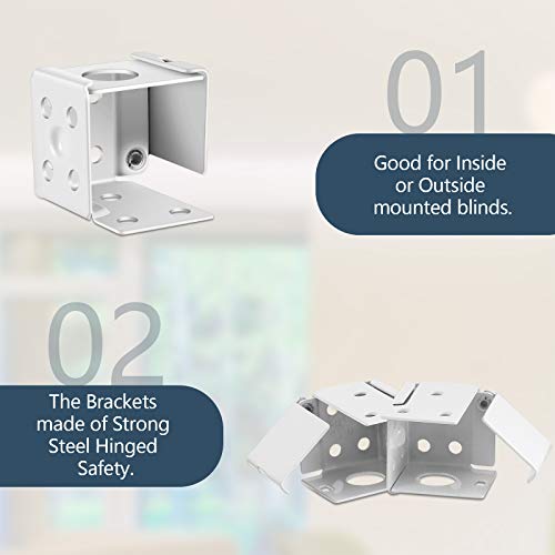 Hotop 6 Pieces 1 Inch Blind Brackets White Profile Box Mounting Iron Window Blinds Headrail Bracket Metal Low Profile Box Mounting for Window Blinds