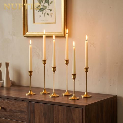 NUPTIO Gold Candlestick Holders Bulk: Solid Aluminum Set of 15