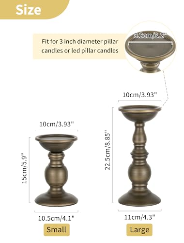 NUPTIO Bronze Candle Holder for Pillars: Candle Stand for 3 inches Candles