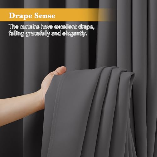 RYB HOME Short Blackout Curtains for Bedroom 36 Inch Length - Short Curtains for Small Window Kitchen/Basement/Cafe, Thermal Insulated Room Darkening RV Drapes, W42xL36, 2 Panels, Grey