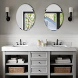 Oval Mirror Frameless Bathroom Mirror for Over Sink, Beveled Polished Wall Mirror for Bathroom, Bedroom, Vanity and Entryway 16" x 24"